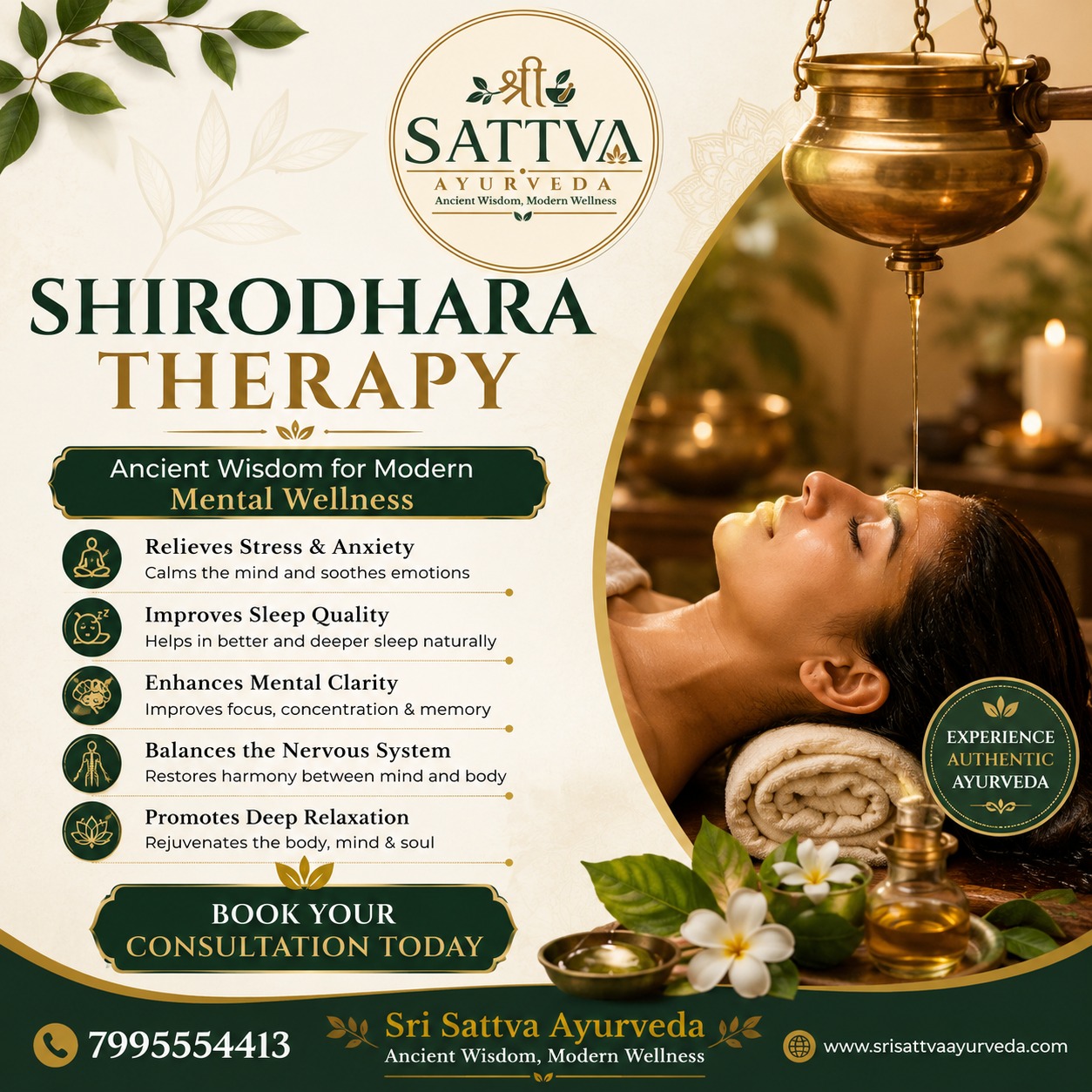 Natural Stress Relief Through Shirodhara Therapy | Sri Sattva Ayurveda
