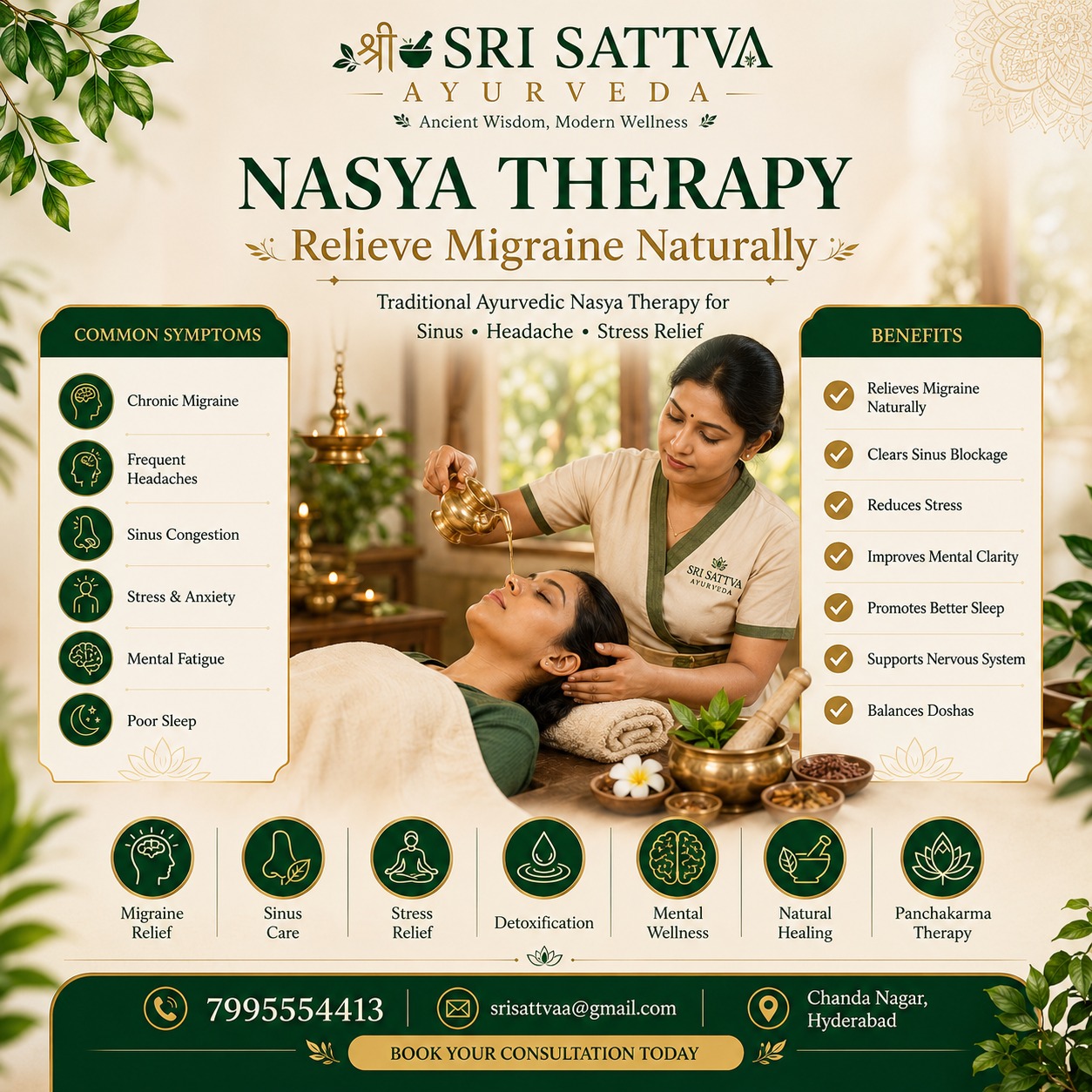 Ayurvedic Nasya Treatment for Sinus Relief in Hyderabad | Sri Sattva Ayurveda